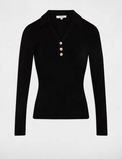 Fitted polo neck sweater black women