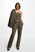 Cigarette trousers with darts khaki green women