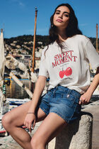 Slim denim shorts denim stone women