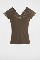 Short-sleeved t-shirt khaki green women