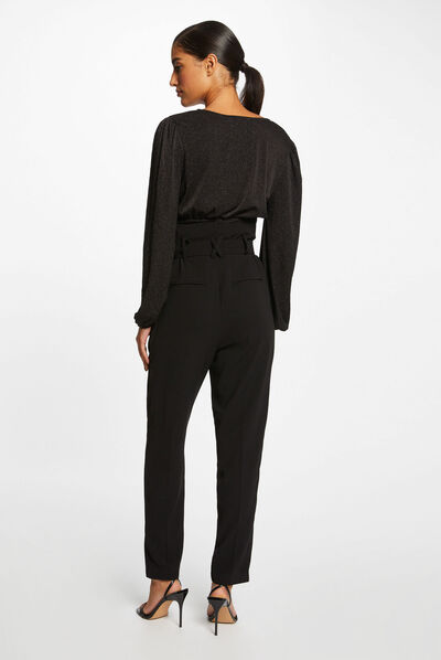Long-sleeved t-shirt with shirring black ladies'
