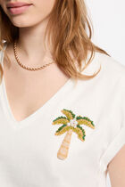 V-neck short-sleeve t-shirt white women