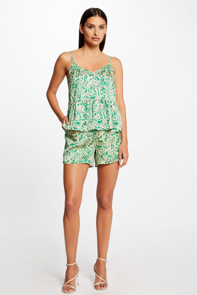 Straight satin short paisley print multico ladies'