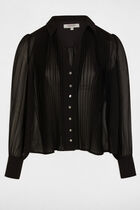 Long-sleeved shirt with pleats black women