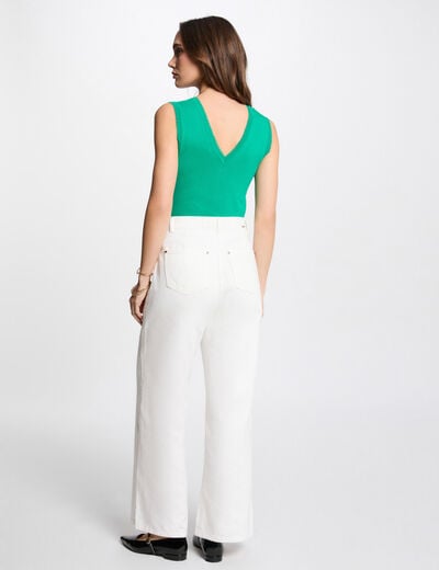 Sleeveless openwork jumper emerald green women