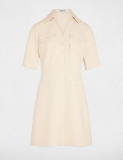 Buttoned A-line mini dress ecru women