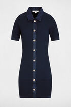 Fitted short knit dress navy blue women