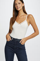 Vest top thin straps with lace strips ivory women
