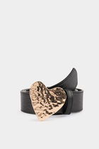 Croc belt heart-shaped buckle black women