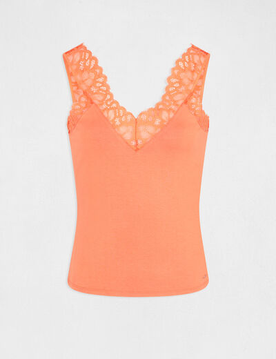 Vest top wide straps with lace orange ladies'