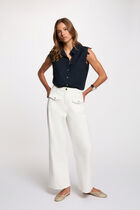 Sleeveless shirt navy blue women