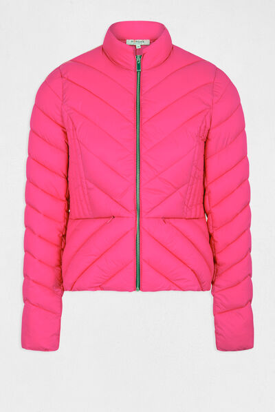 Straight zipped padded jacket fuchsia ladies'