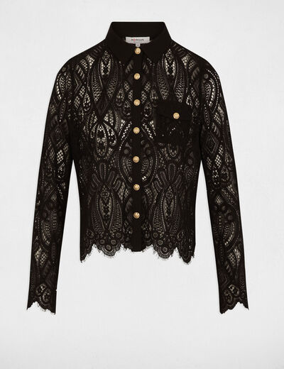 Cropped lace shirt black women