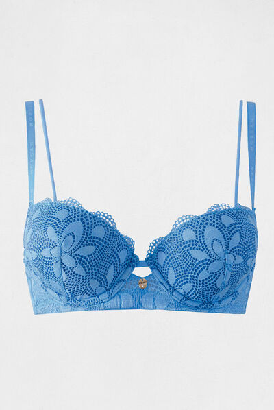 Lace padded bra blue ladies'