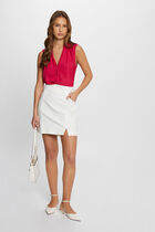Mini skirt with buttons ivory women
