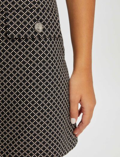 Straight skirt with geometric print black ladies'
