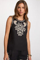 Embroidered sleeveless top black women