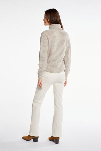 Long-sleeved jumper with turtleneck light beige ladies'