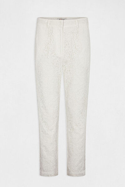 Laced straight trousers ecru ladies'