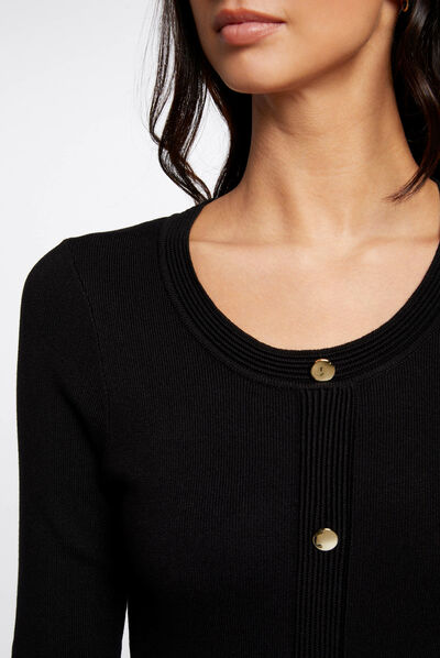 Fitted jumper dress with short sleeves black ladies'
