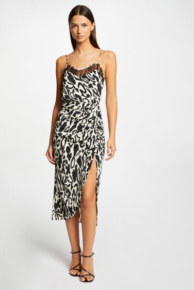 Midi straight skirt animal print multico ladies'