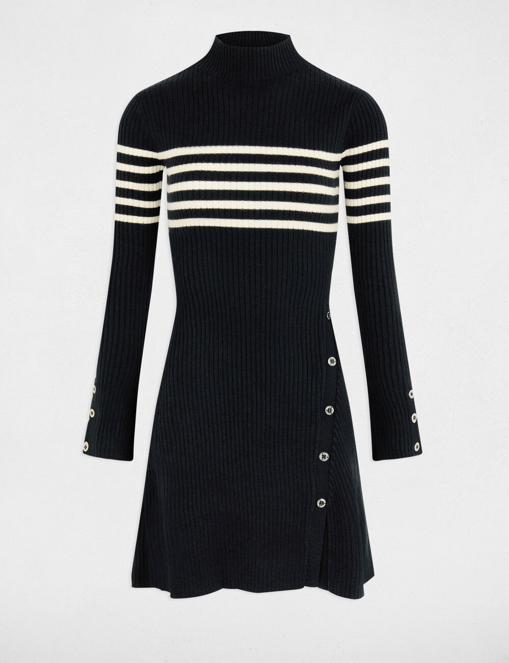 A-line mini knitted dress navy blue women