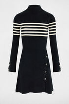 A-line mini knitted dress navy blue women
