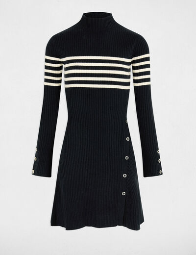 A-line mini knitted dress navy blue women