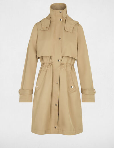 Long parka with high neck beige women