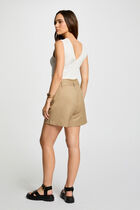 Fitted short with stripes light beige women