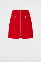 Jupe droite zippée rouge femme
