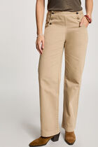 Wide leg trousers with buttons light brown women