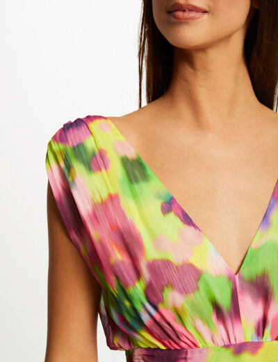 Maxi waisted dress abstract print multicolored women