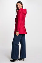 Waisted belted trenchcoat with hood red women