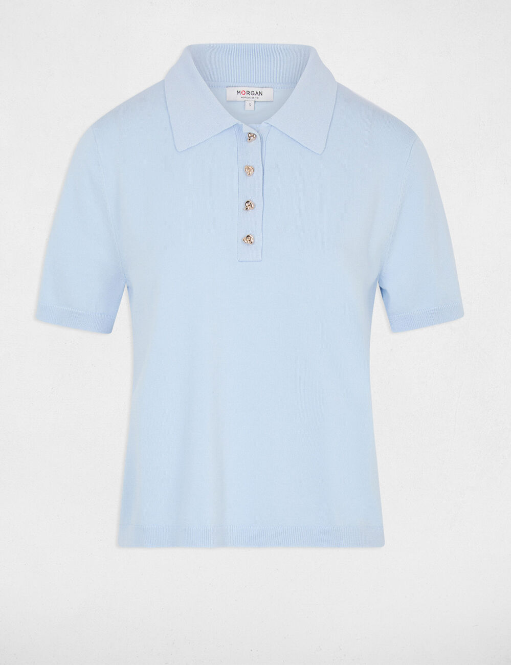 Sweater with a turned-down collar sky blue women
