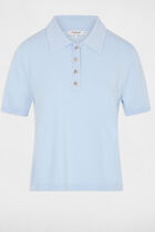 Sweater with a turned-down collar sky blue women