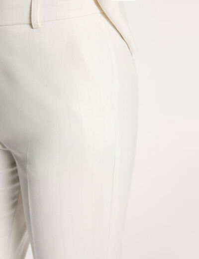 Wide-leg trousers with pinstripes white women