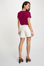 V-neck short-sleeve t-shirt plum women