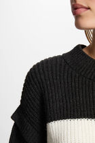 Stripped jumper round neck anthracite grey women