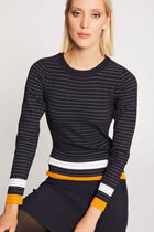 Skater dress with contrasting strips navy women