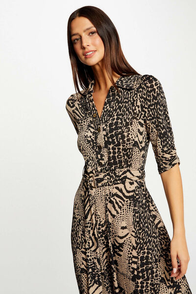 Midi A-line dress animal print multico ladies'