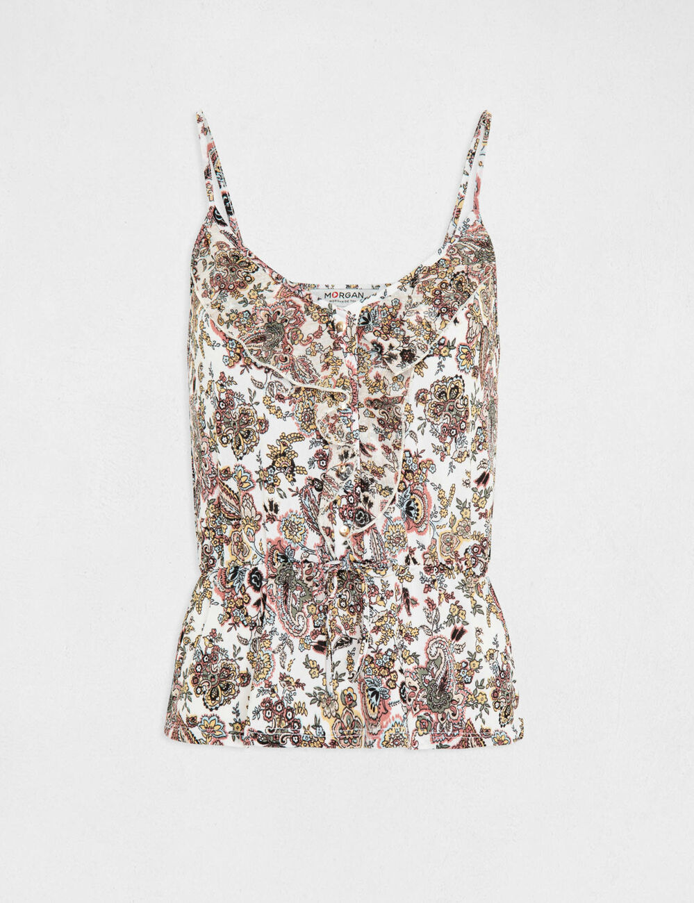 Vest top with V-neck and paisley print multicolored women