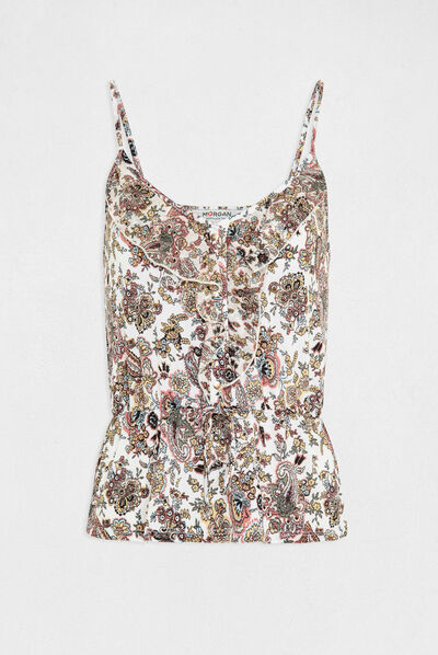 Vest top with V-neck and paisley print multico ladies'
