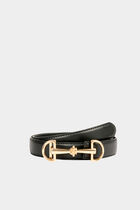 Slim faux leather belt black women