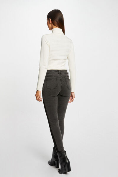 Skinny jeans with side strips mid-grey ladies'
