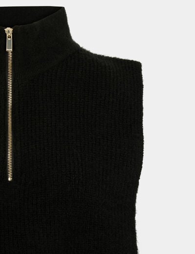 Zip-up poncho black women
