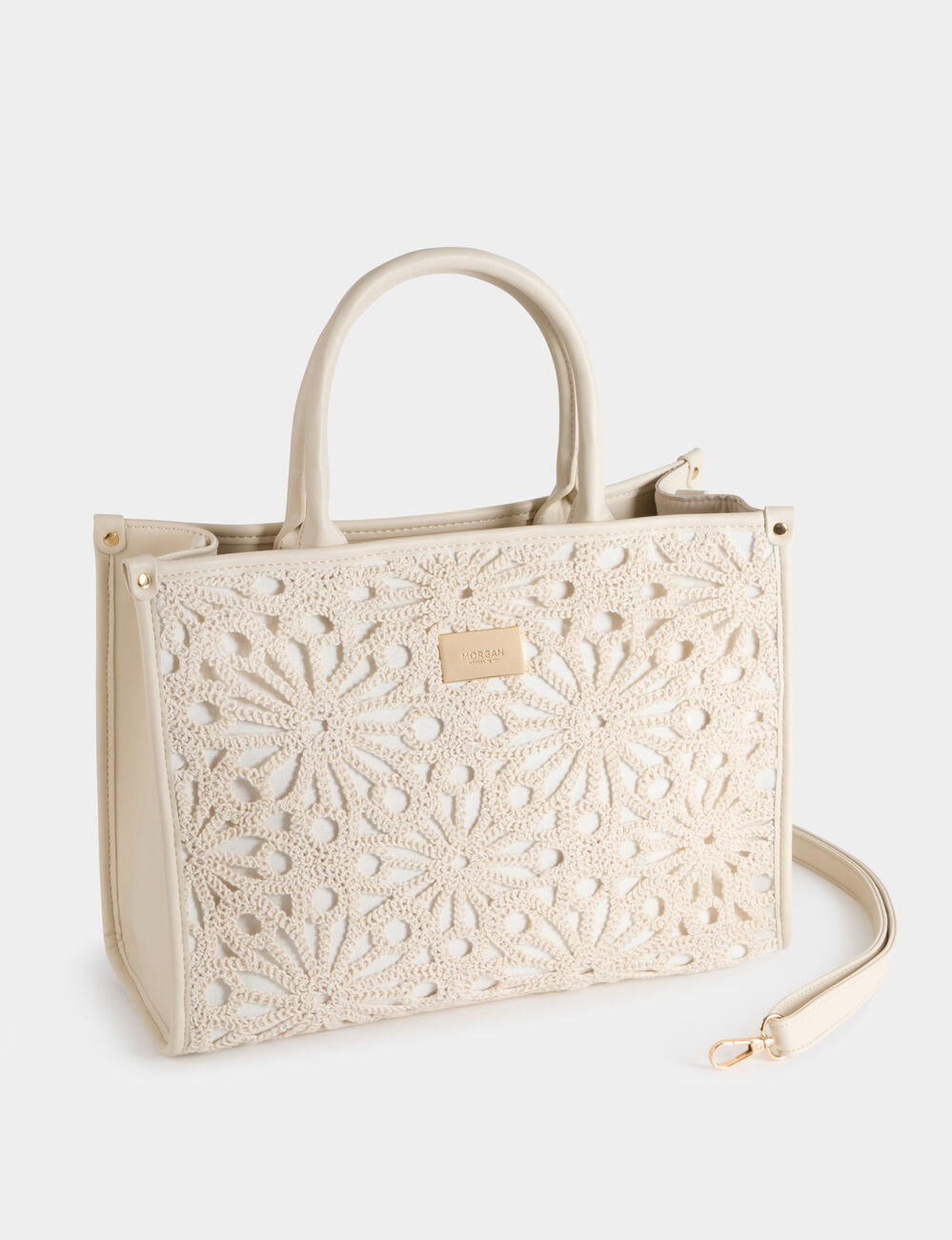 Embroidered tote bag ivory women