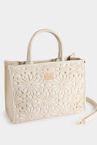Embroidered tote bag ivory women