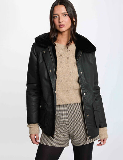 Reversible coated parka black women