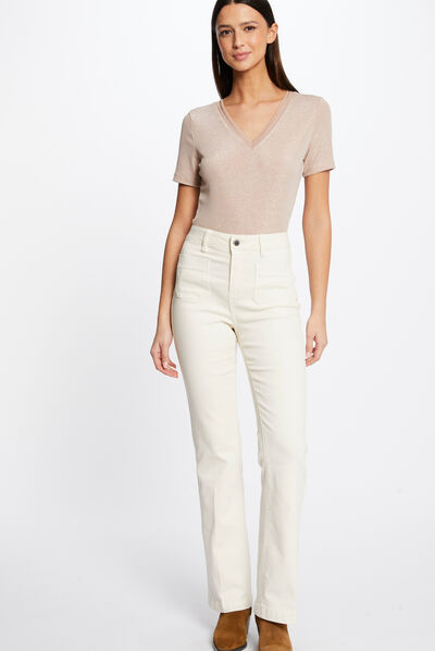 Straight trousers with darts ivory ladies'